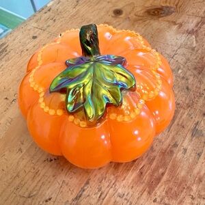 Handmade Resin Pumpkin Trinket Box – Glow-in-the-Dark with Orange Rhinestones